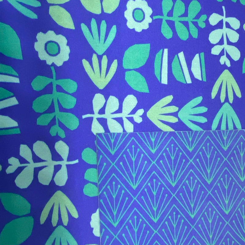 Large Reusable Cloth Furoshiki Gift Wrap | Blue Botanical