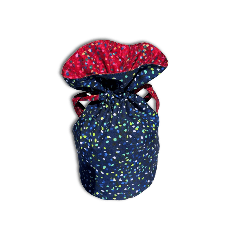 Medium Reusable Fabric Gift Bag | Blue & Red Confetti