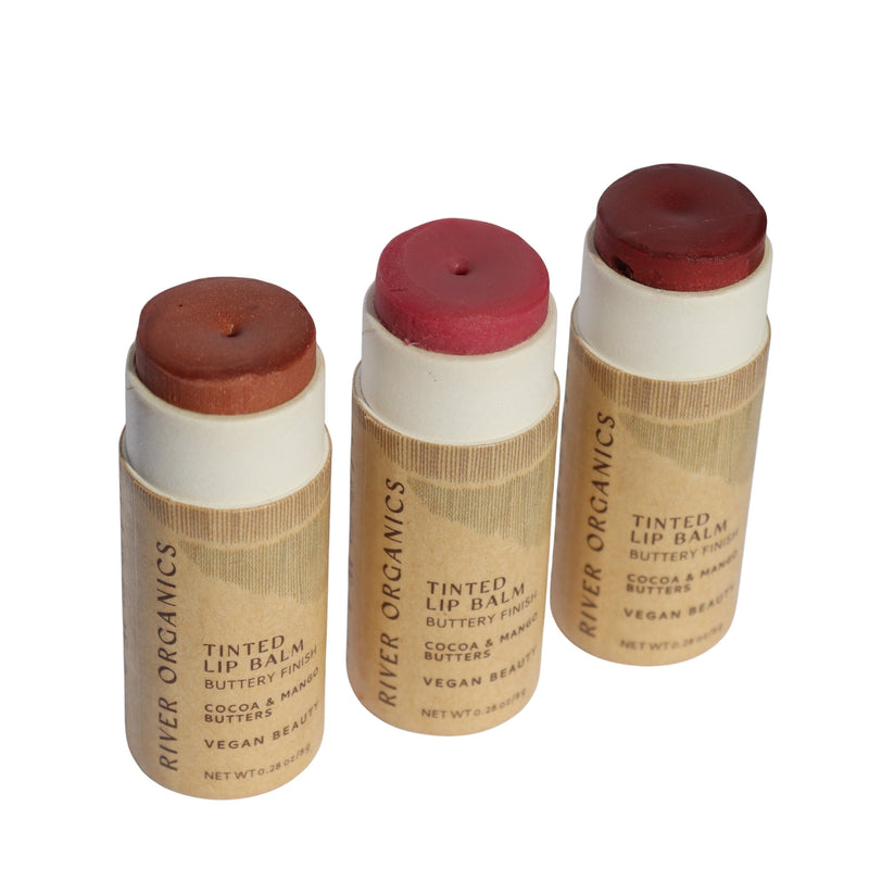 Set of 3 Tinted Vegan Lip Balms – Nourishing, Plastic-Free Lip Care Gift Box