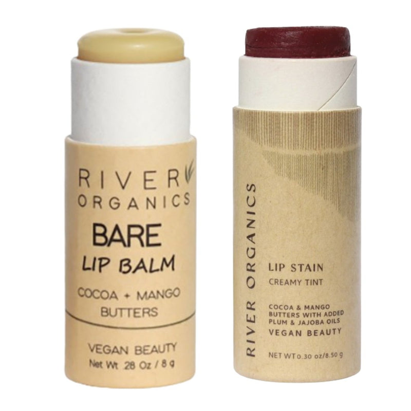 Set of 2 Lip Balms or Lip Stains – Vegan, Organic & Plastic-Free | Hydrating Natural Lip Care