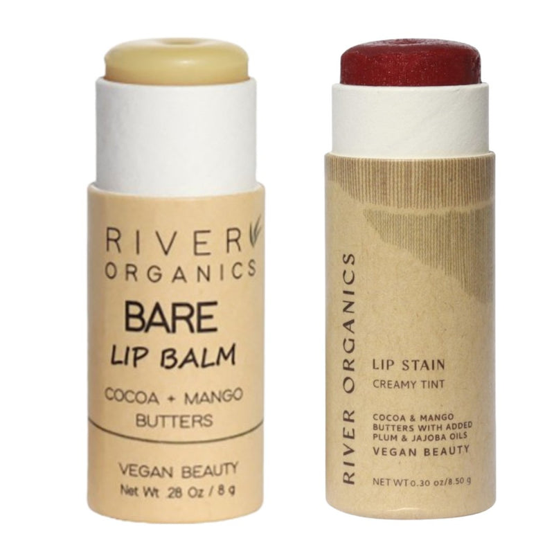 Set of 2 Lip Balms or Lip Stains – Vegan, Organic & Plastic-Free | Hydrating Natural Lip Care