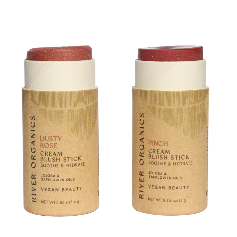 Creamy Vegan Blush Sticks – Set of 2 Mix & Match | Zero Waste Multi-Use Cheek & Lip Tint Duo