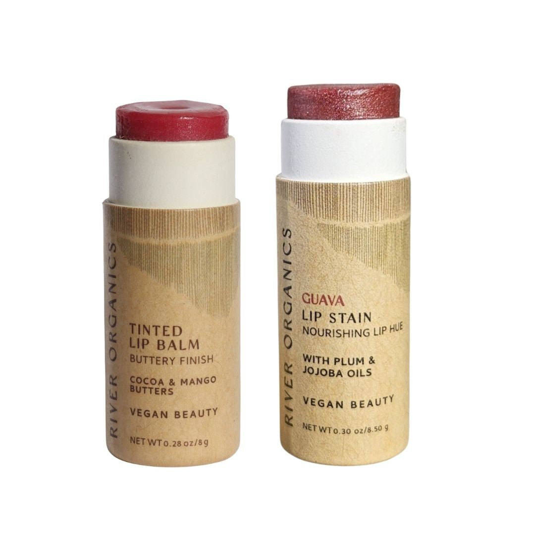 Set of 2 Lip Balms or Lip Stains – Vegan, Organic &amp; Plastic-Free | Hydrating Natural Lip Care