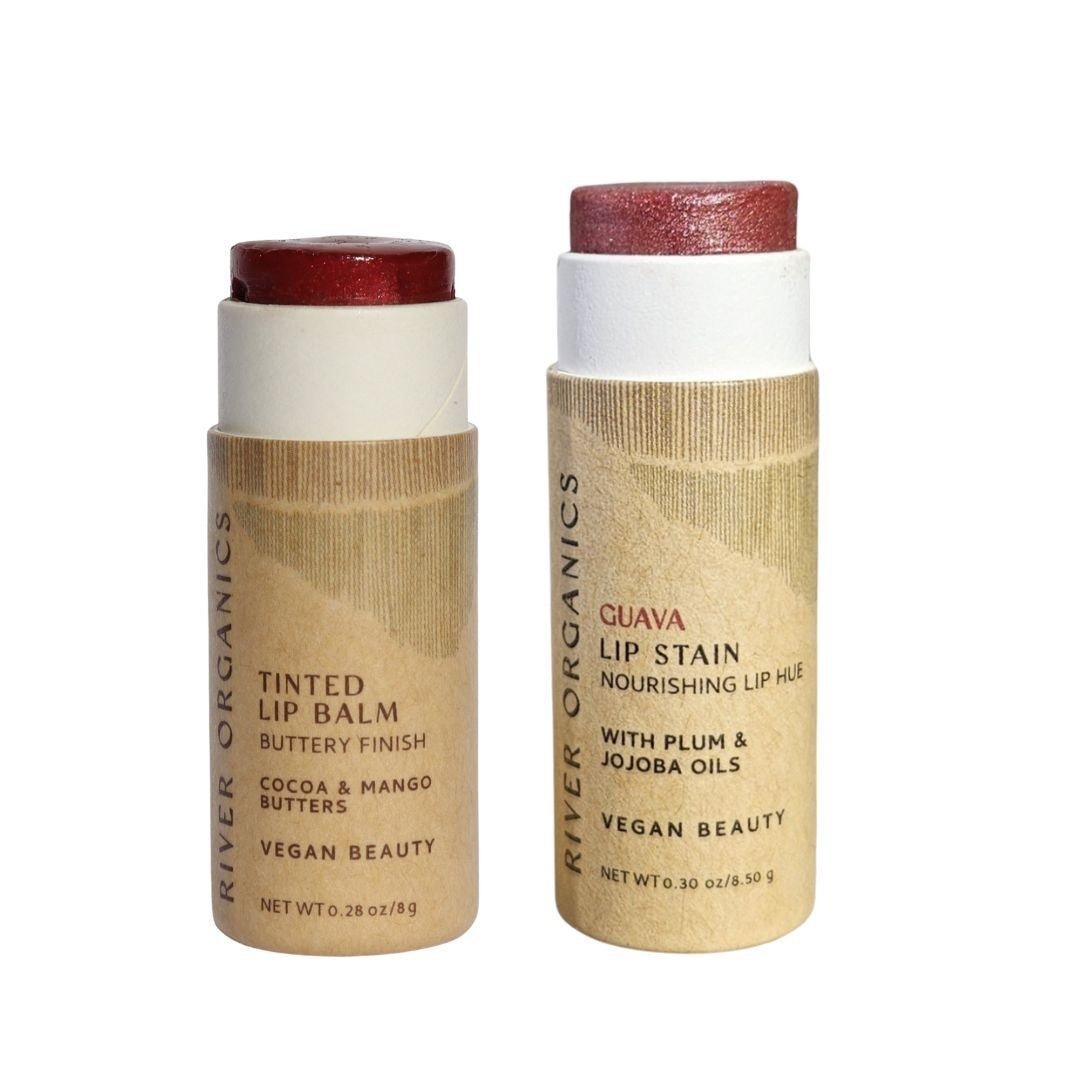 Set of 2 Lip Balms or Lip Stains – Vegan, Organic &amp; Plastic-Free | Hydrating Natural Lip Care