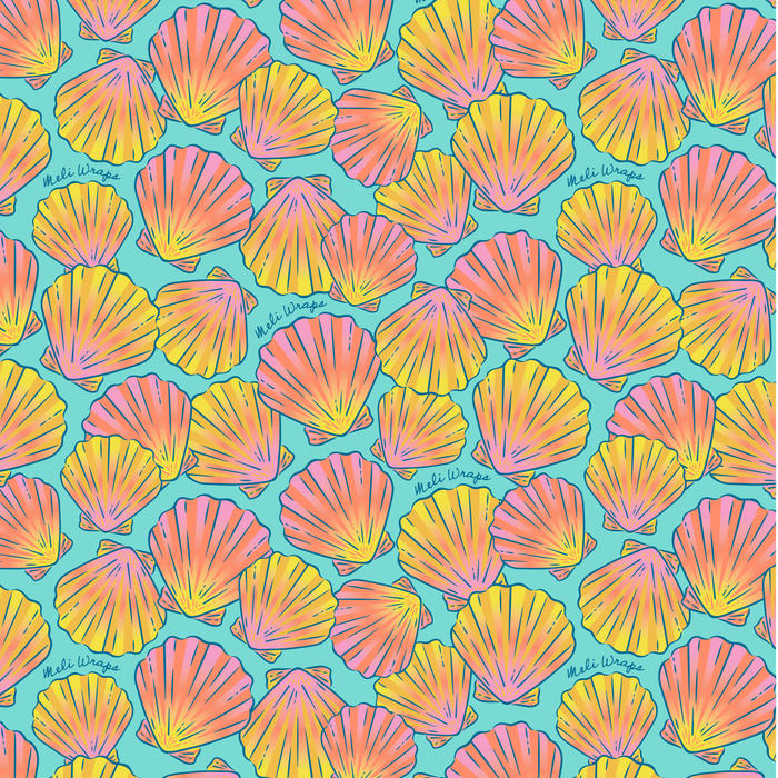 Beeswax Wrap Bulk Roll – Shells Print | Reusable Organic Beeswax Food Wrap Roll (13.5" x 42")