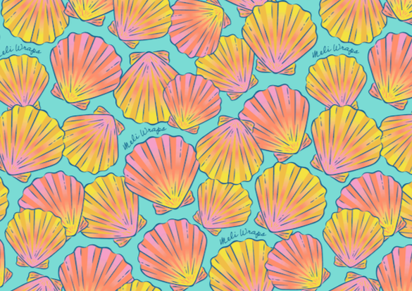 Beeswax Food Wrap – Sunrise Shell Print | Reusable Organic Cotton Wraps