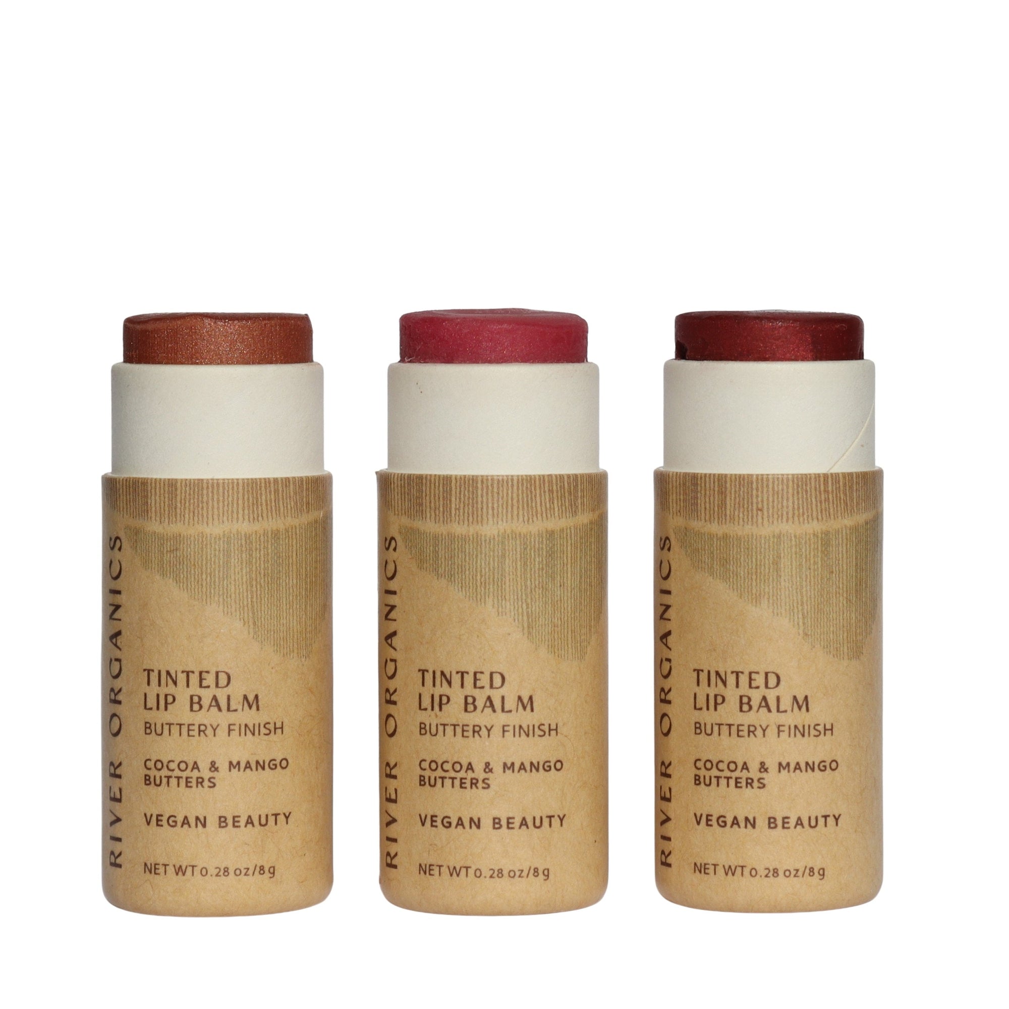 Set of 3 Tinted Vegan Lip Balms – Nourishing, Plastic-Free Lip Care Gift Box