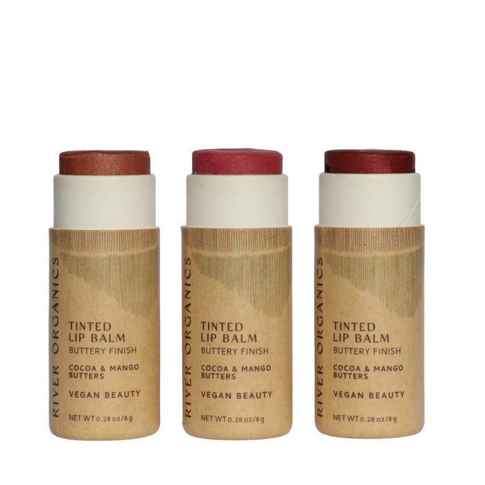 Set of 3 Tinted Vegan Lip Balms – Nourishing, Plastic-Free Lip Care Gift Box