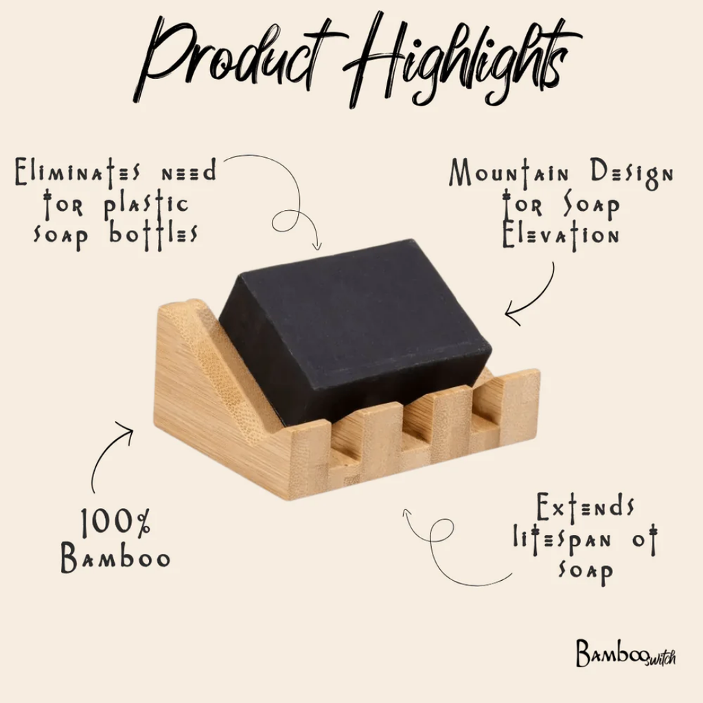 Bamboo Soap Lift – Mountain Design | Sustainable Holder for Longer-Lasting Bar Soap