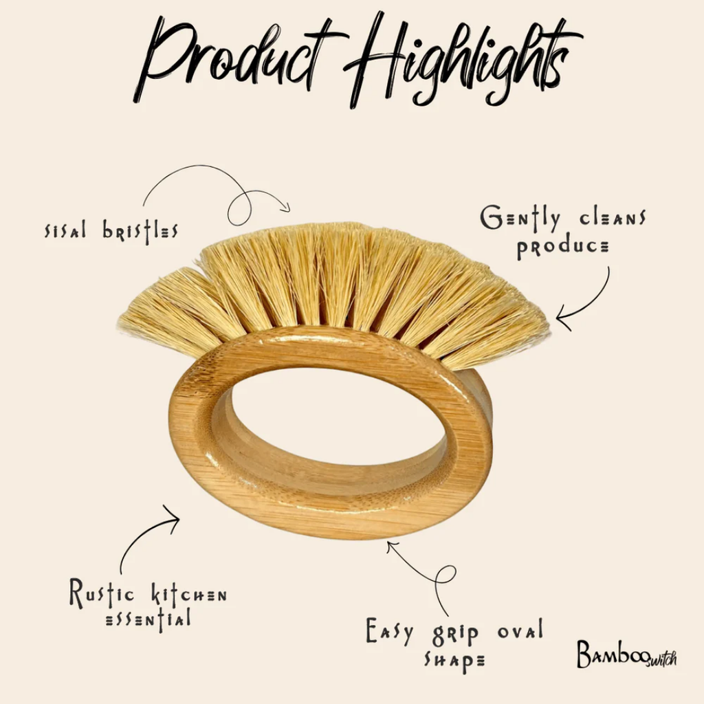 Bamboo Round Brush Scrubber – Eco-Friendly Dish, Pot & Pan Cleaning Brush with Natural Sisal Bristles
