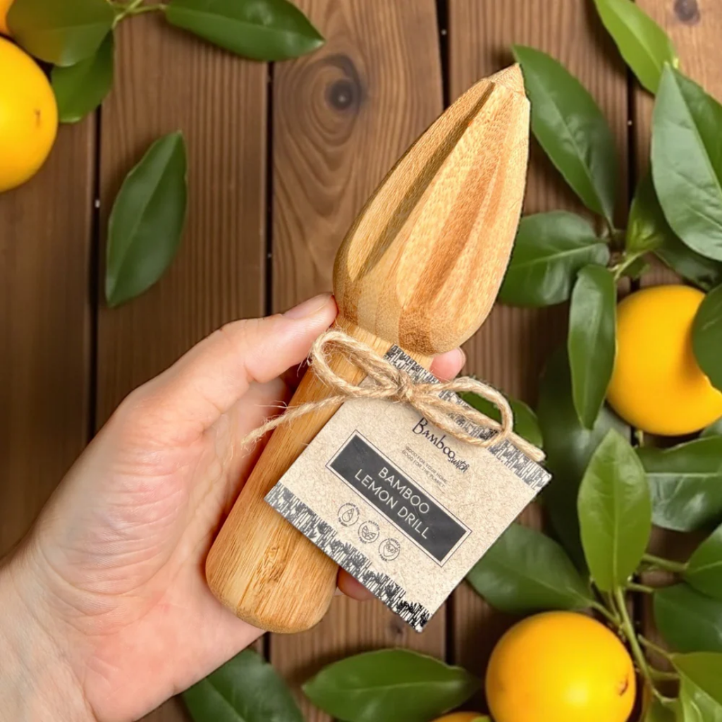Bamboo Lemon Juicer Drill – Eco-Friendly Handheld Citrus Juicer for Lemons & Limes