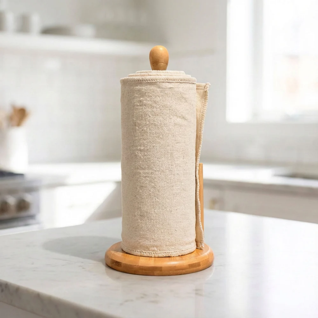 Bamboo Kitchen Paper Towel Holder | Plastic-Free Countertop Towel Stand