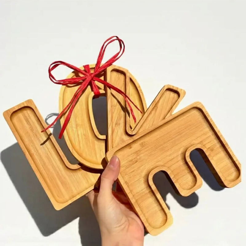 Bamboo L.O.V.E. Charcuterie Trays | Eco-Friendly LOVE Serving Board Set