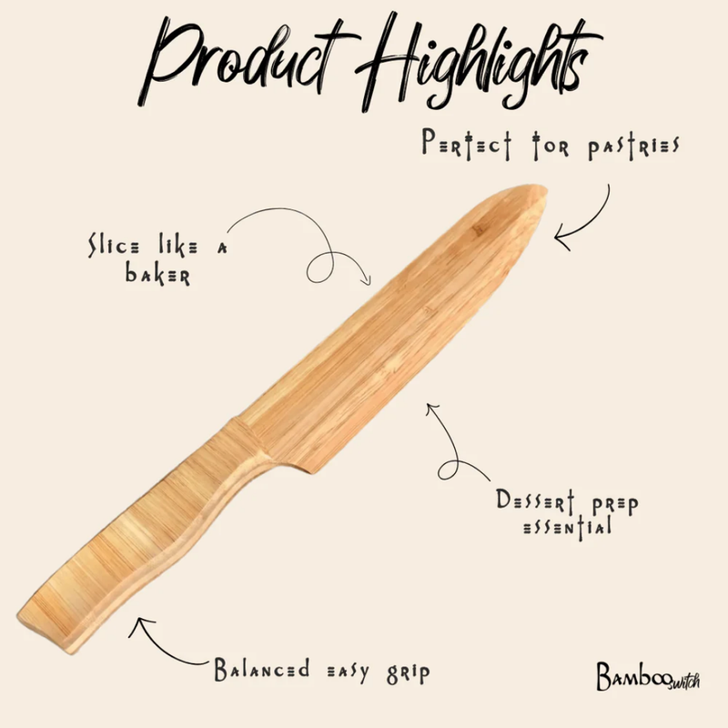Bamboo Pastry Knife | Plastic-Free Cake & Dessert Serving Knife