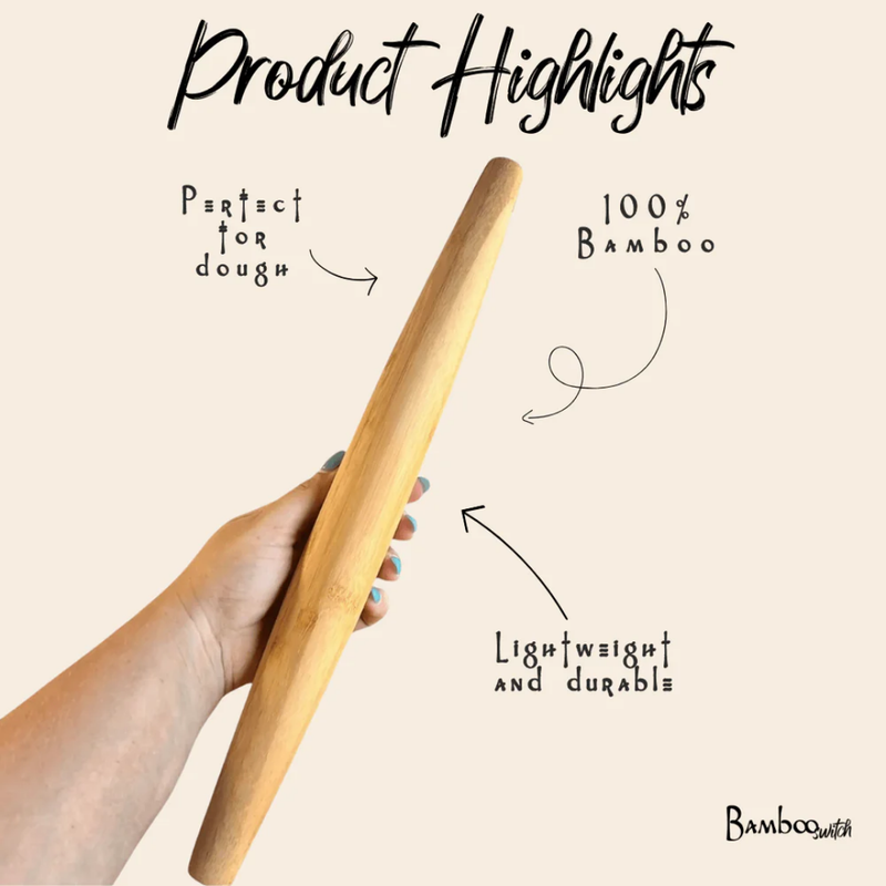 Bamboo Rolling Pin | Eco-Friendly Dough Roller for Baking