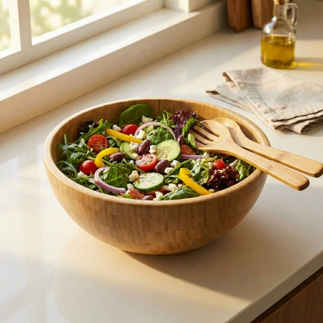 Bamboo Serving Bowl | Eco-Friendly Salad &amp; Snack Bowl (Multiple Sizes)