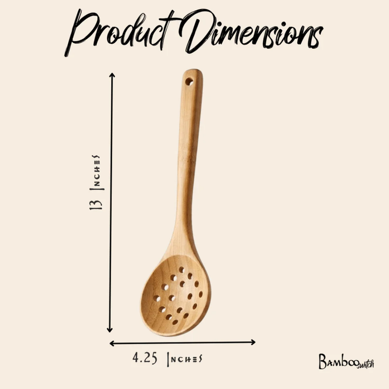 Bamboo Straining Spoon | Eco-Friendly Slotted Cooking Spoon