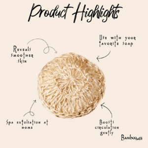 Sisal Exfoliating Body Scrubber | Eco-Friendly Natural Bath Scrub with Handle