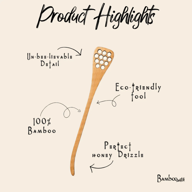 Bamboo Honey Dipper – Sustainable Drizzling Tool for Honey, Syrups & More