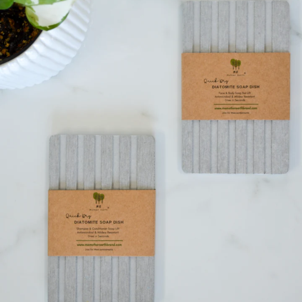 Quick-Dry Diatomite Soap Dish with Labels – Antimicrobial, Plastic-Free & Humidity-Resistant