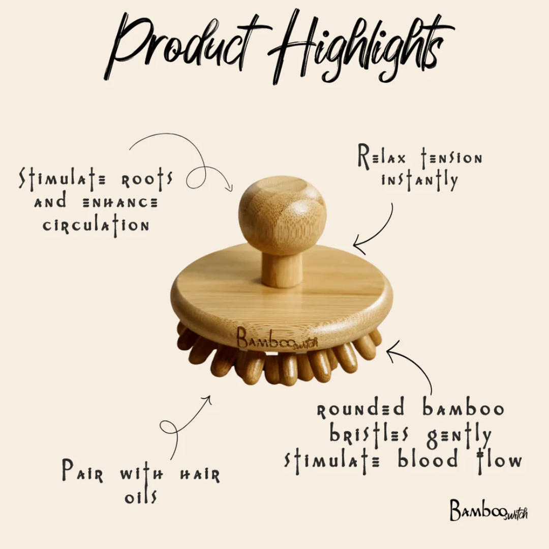 Bamboo Scalp Massager | Eco-Friendly Hair Growth &amp; Relaxation Tool