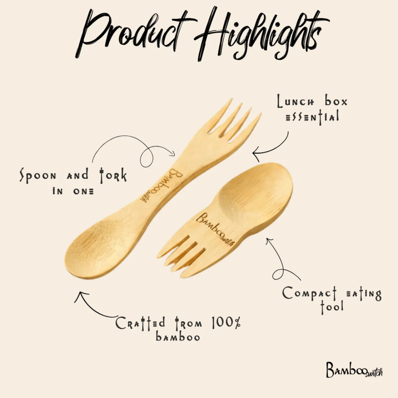 Bamboo Spork Utensil | Eco-Friendly Reusable Spoon & Fork for Travel