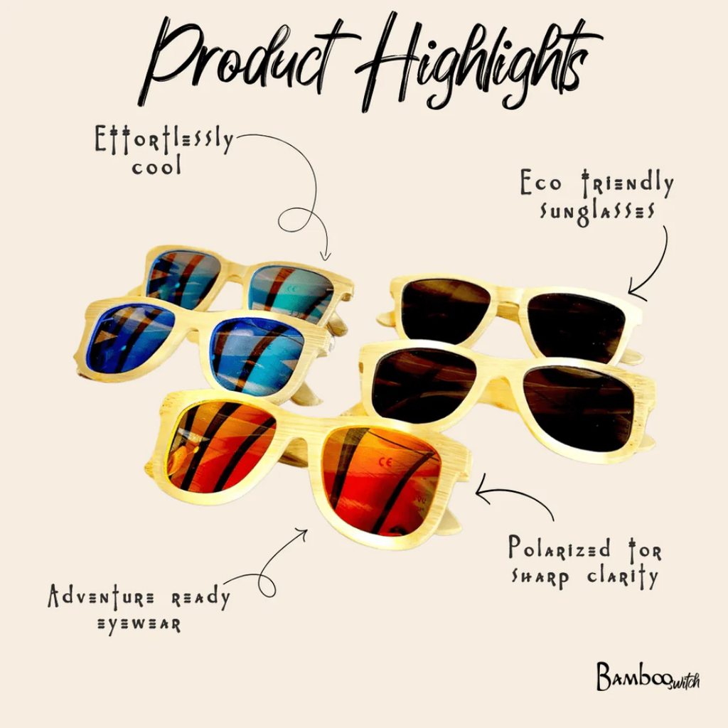 Bamboo Sunglasses with Case – Eco-Friendly Polarized Shades for Sustainable Style