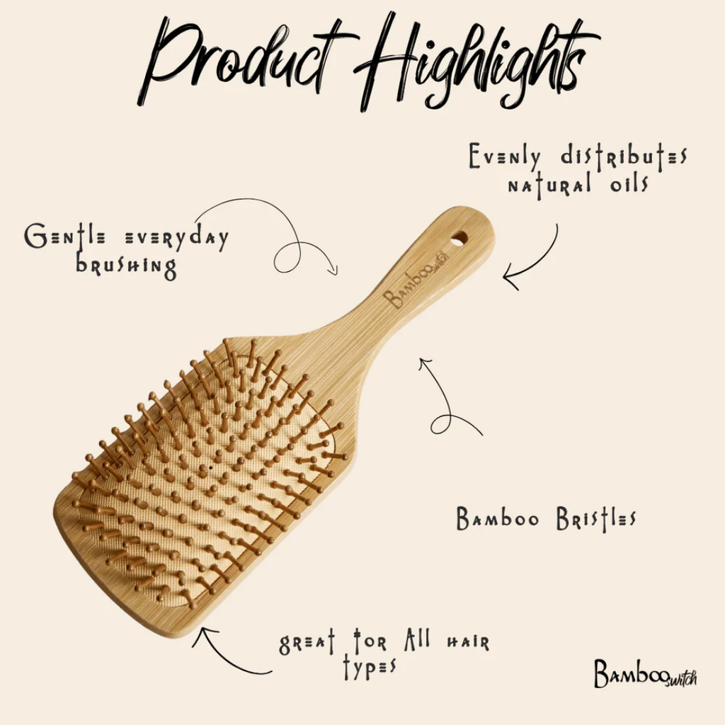 Bamboo Paddle Hair Brush – Classic Handle for Gentle Detangling & Scalp Massage