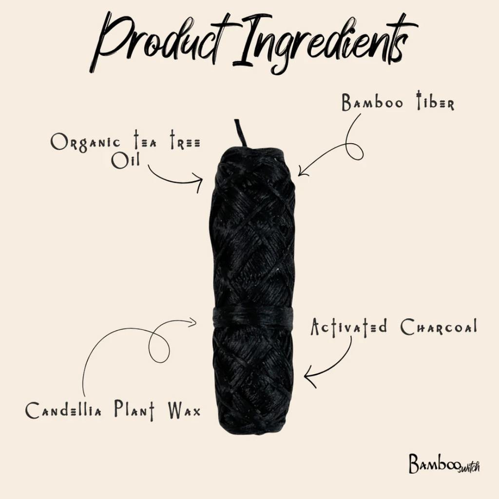 Bamboo Floss Refill Pack – 2 Plastic-Free, Compostable Charcoal Floss Spools for Sustainable Oral Care