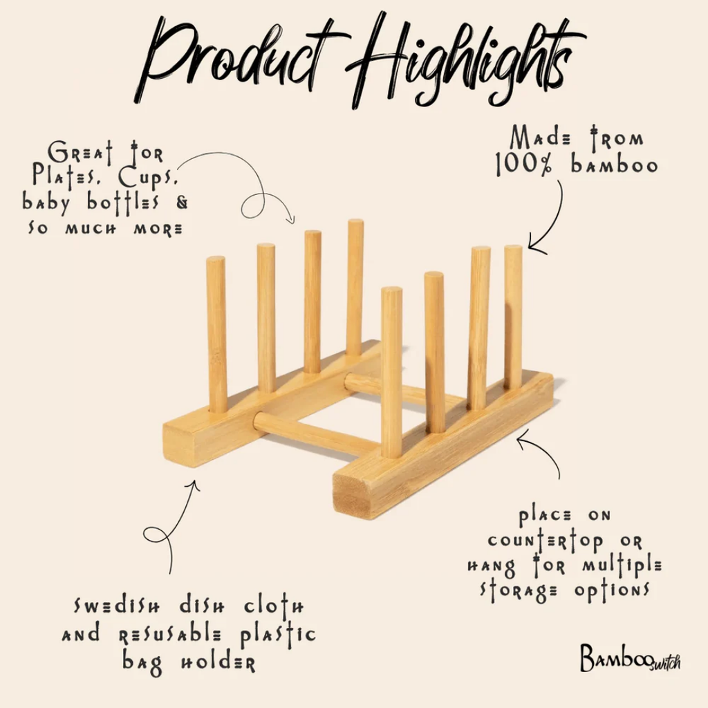 Bamboo Pegged Drying Rack – Compact Eco-Friendly Dish Drainer