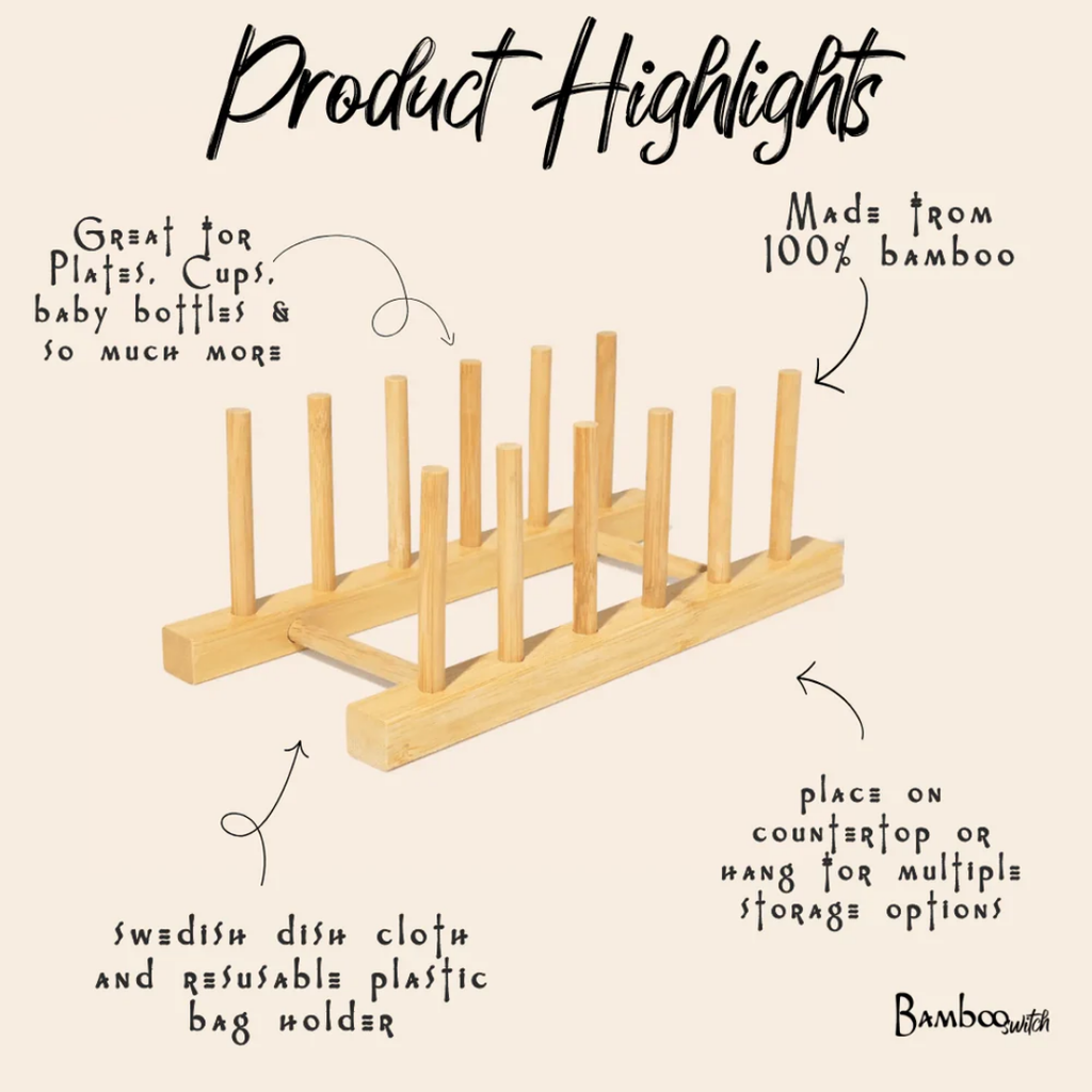 Bamboo Pegged Drying Rack – Compact Eco-Friendly Dish Drainer