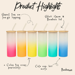 Colored Glass Tumbler with Glass Straw | Reusable Eco-Friendly Drinking Cup