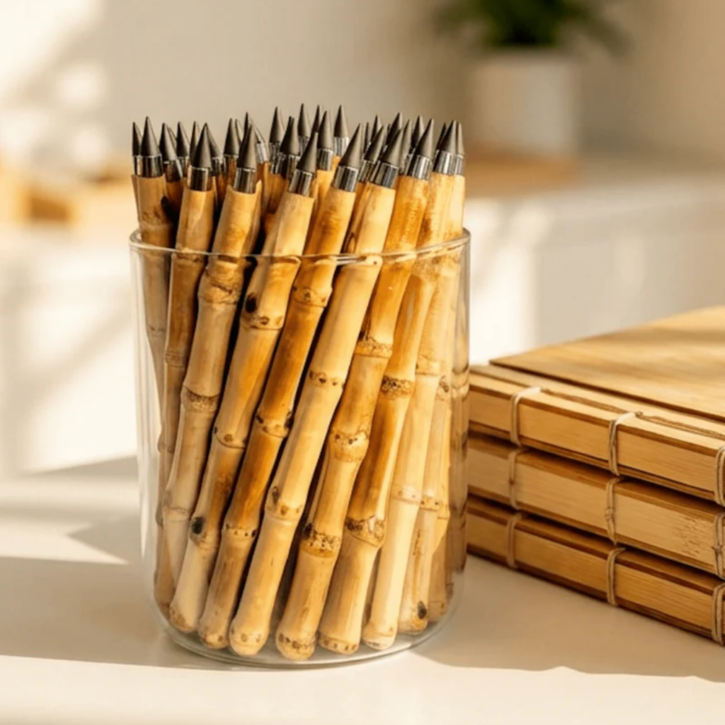 Bamboo Root Pencil – Never Ending Eco-Friendly Pencil with Recycled Alloy Tip