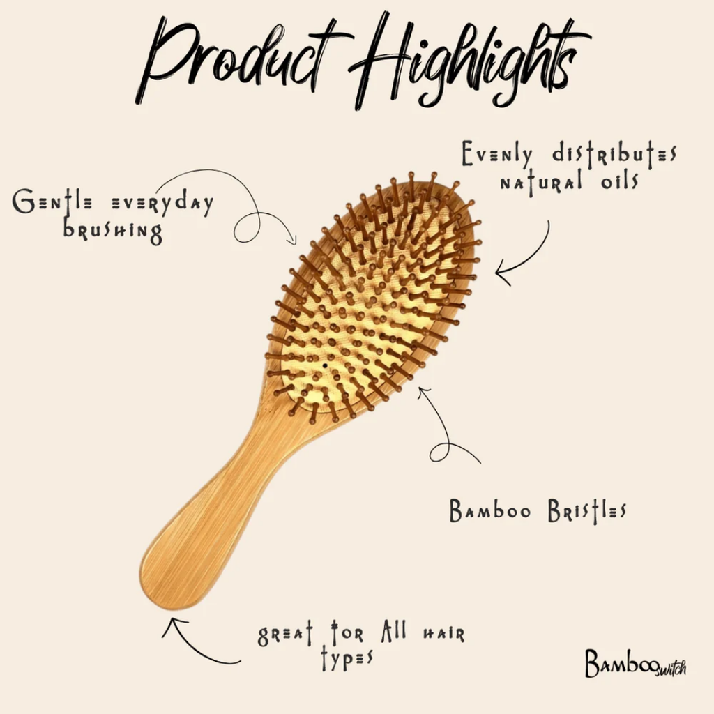 Sustainable Bamboo Rounded Hair Brush with Classic Handle