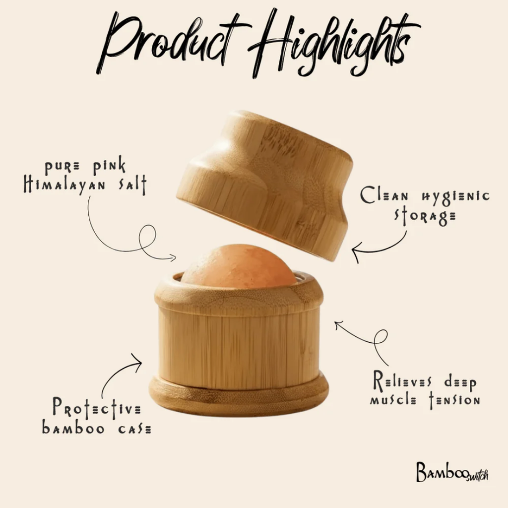Bamboo Himalayan Salt Massage Rollerball – Natural Tension Relief & Relaxation Tool