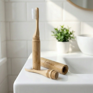 Bamboo Travel Toothbrush with Case | Eco-Friendly Toothbrush with Natural Bristles