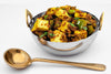 Indian Handi Serving Bowl - Stainless Steel with Brass Handles