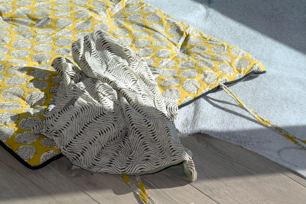 Block Print Restorative Yoga Mat With Towel and Carrying Case
