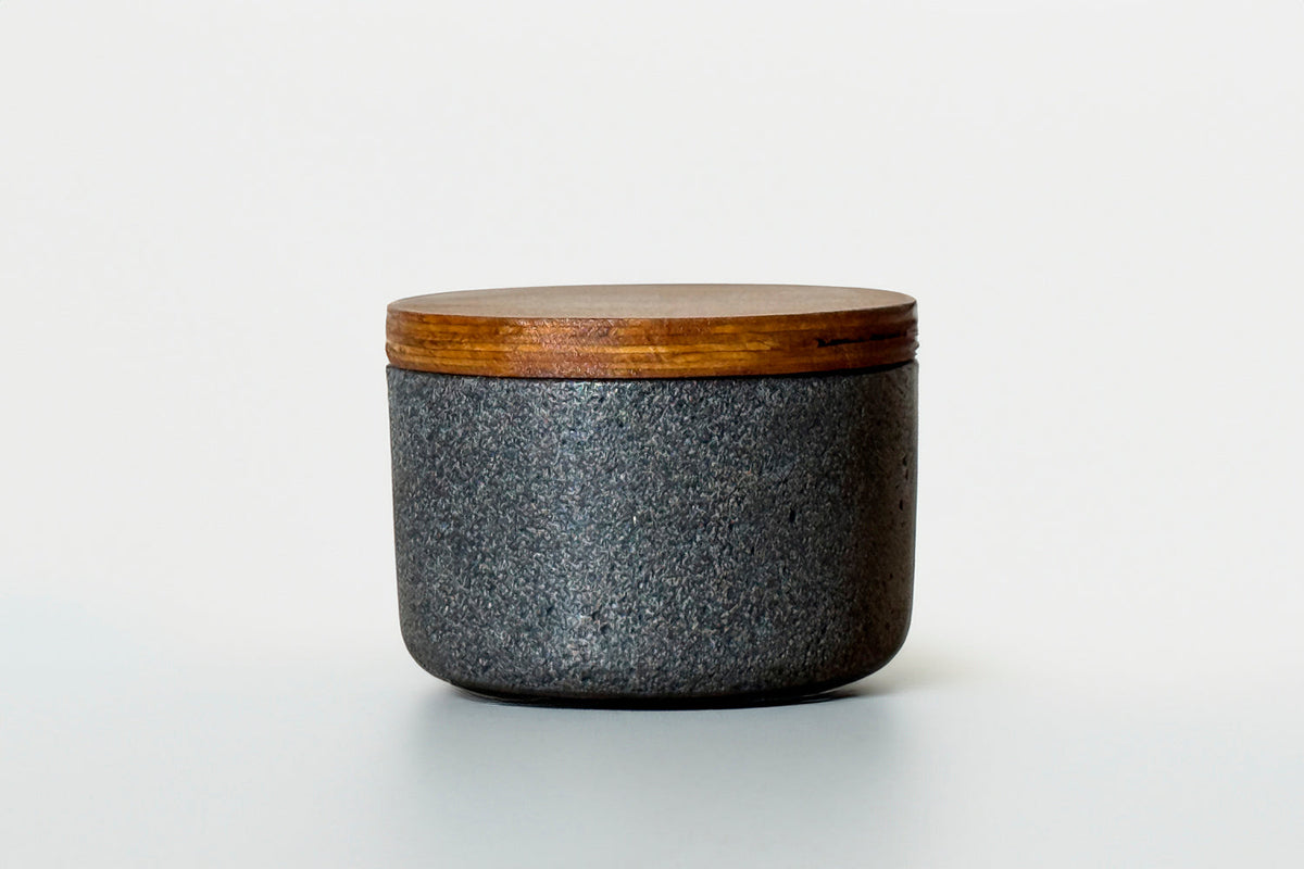 Concrete Salt Cellar With Wooden Lid