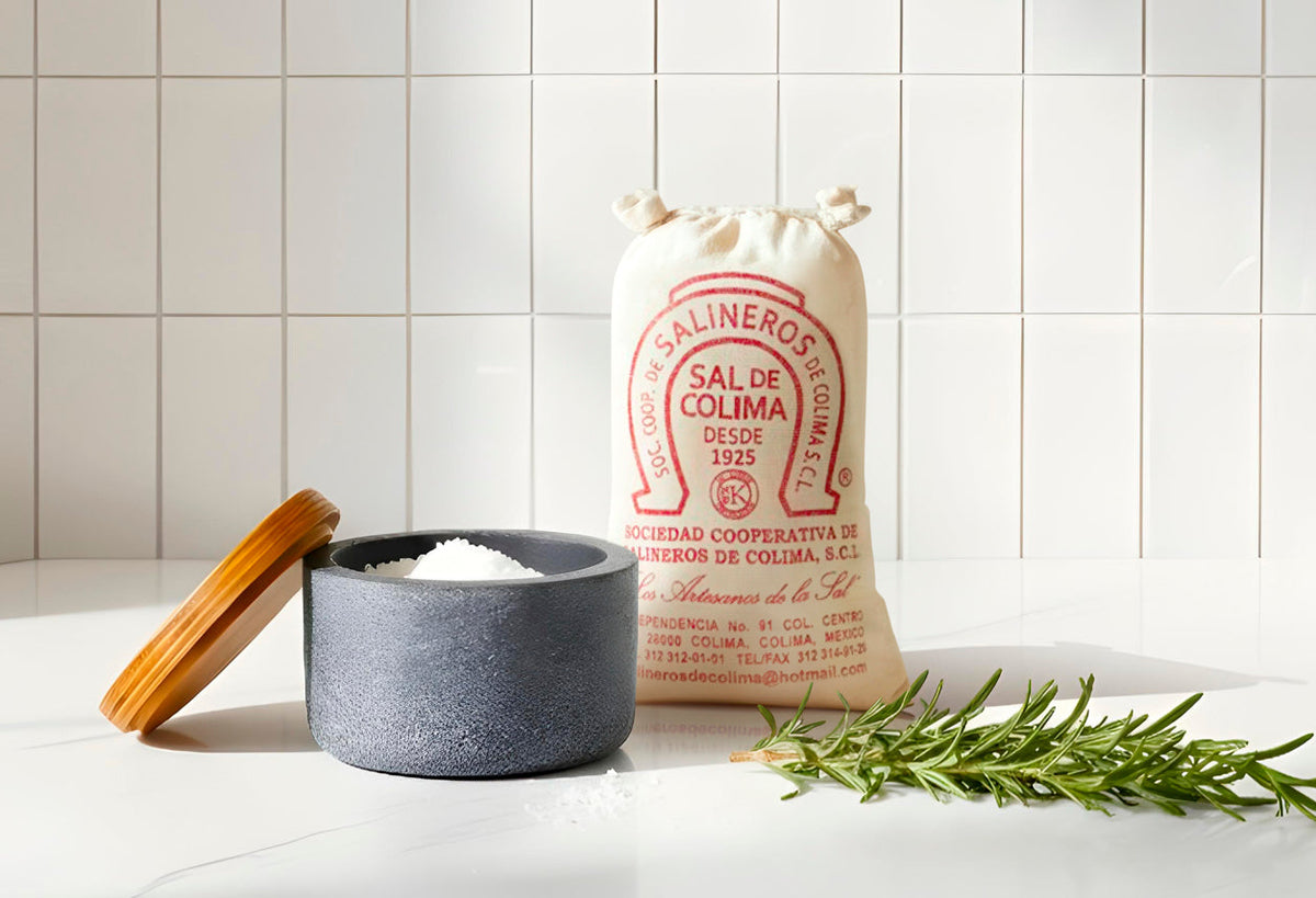 Concrete Salt Cellar With Wooden Lid