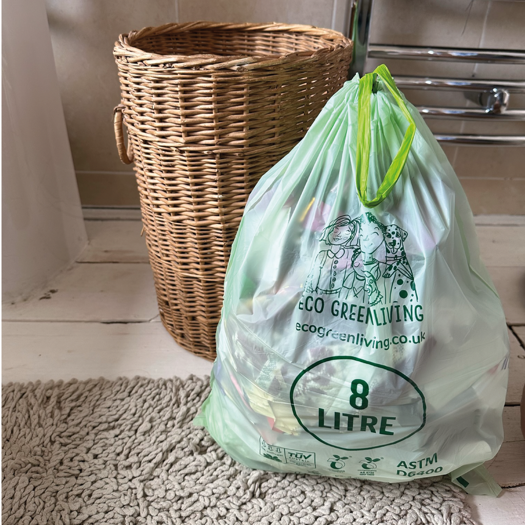 Compostable Drawstring Bin Bags | 2 Gallon (25 bags)