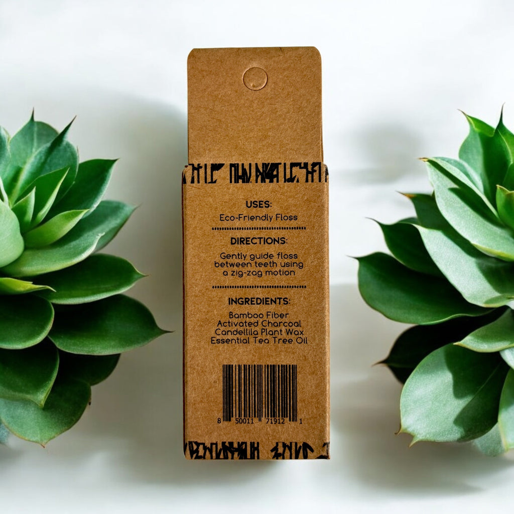 Bamboo Charcoal Dental Floss in Bamboo Container – Plastic-Free, Compostable & Refillable