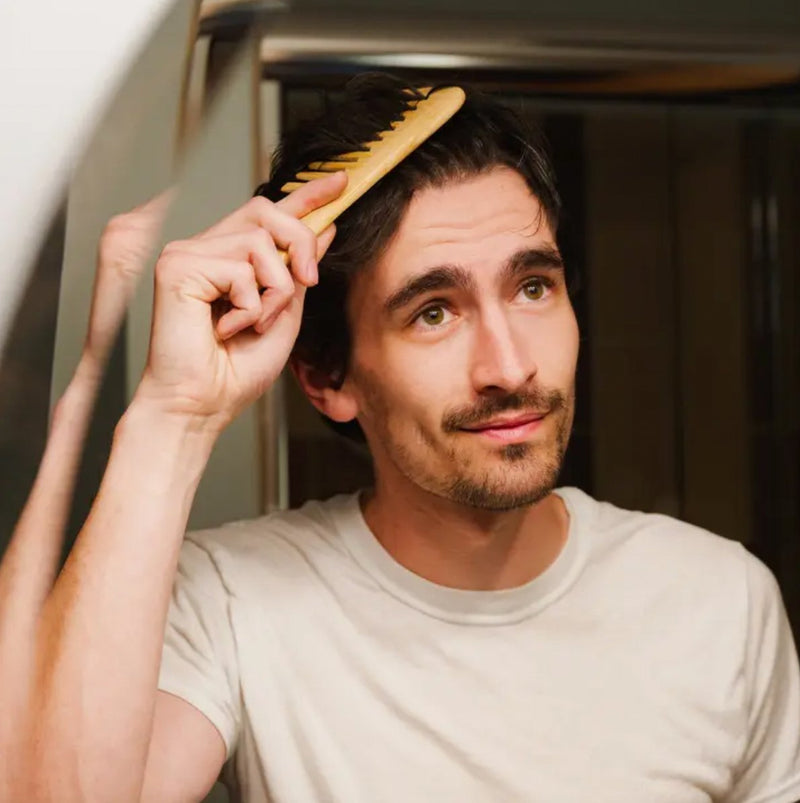 Bamboo Wide Tooth Comb with Handle | Flat-Tipped Detangling Comb | Eco-Friendly Hair Tool