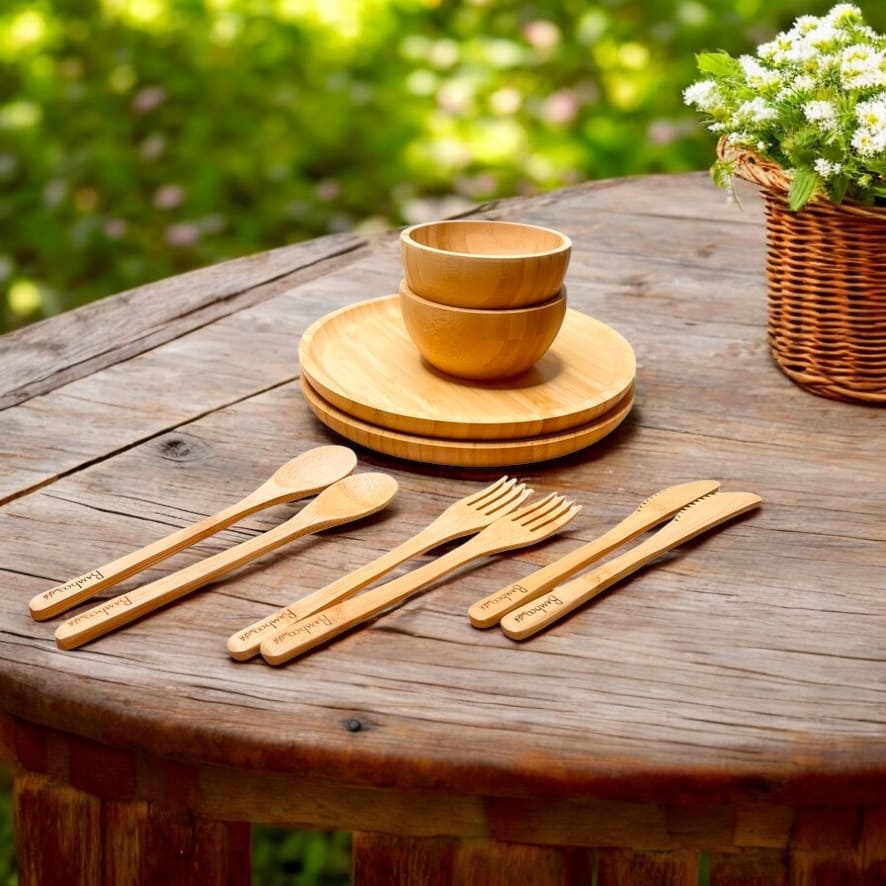 Bamboo Feast Set – Sustainable, Lightweight & Reusable Dinnerware for Eco-Friendly Dining