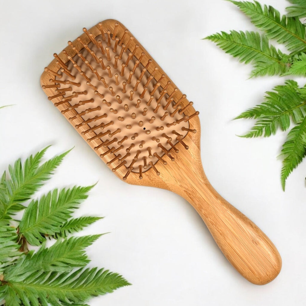 Bamboo Paddle Hair Brush with Comfort Handle – Eco-Friendly Detangling Brush for Smooth, Healthy Hair