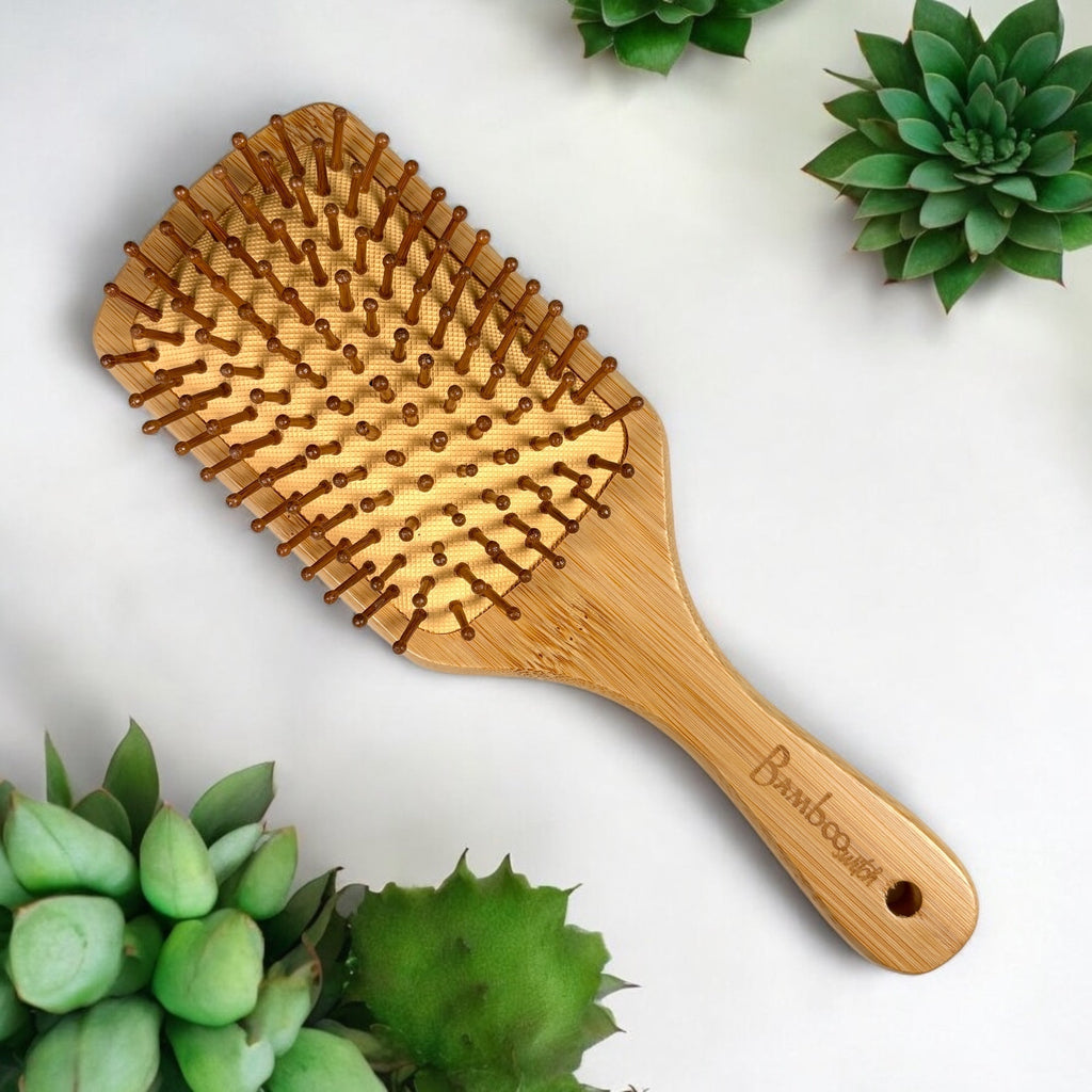 Bamboo Paddle Hair Brush – Classic Handle for Gentle Detangling & Scalp Massage
