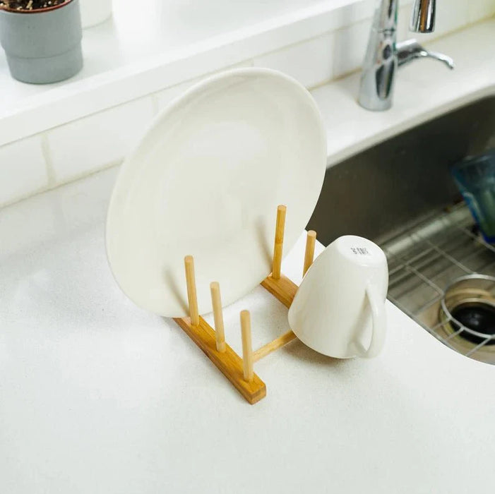 Bamboo Pegged Drying Rack – Compact Eco-Friendly Dish Drainer