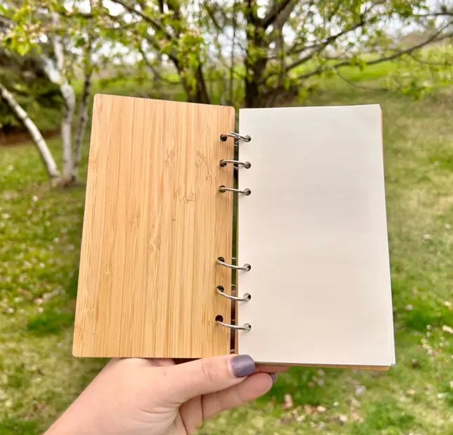 Bamboo Ringed Notebook | Eco-Friendly Journal with Metal Binding | Sustainable Stationery