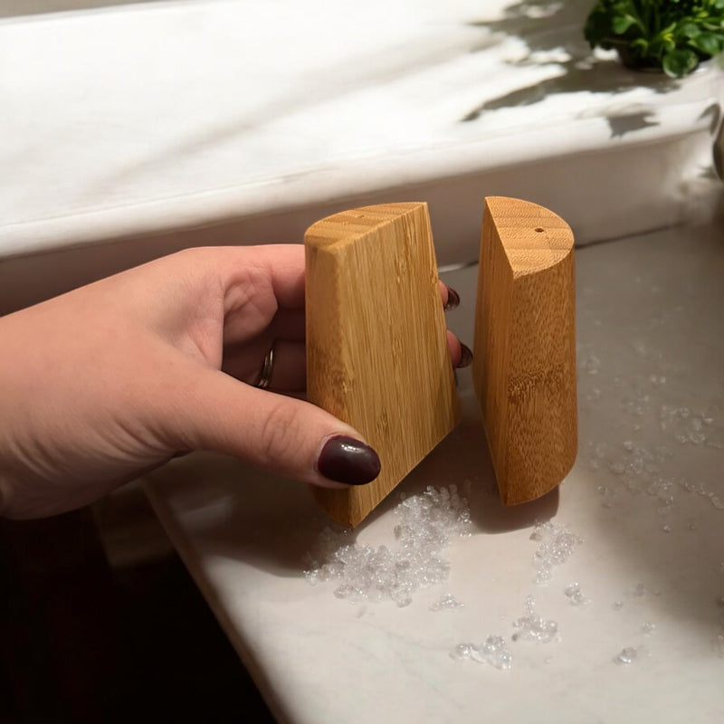 Bamboo Salt & Pepper Shaker Set | Eco-Friendly Modern Table Seasoning Set