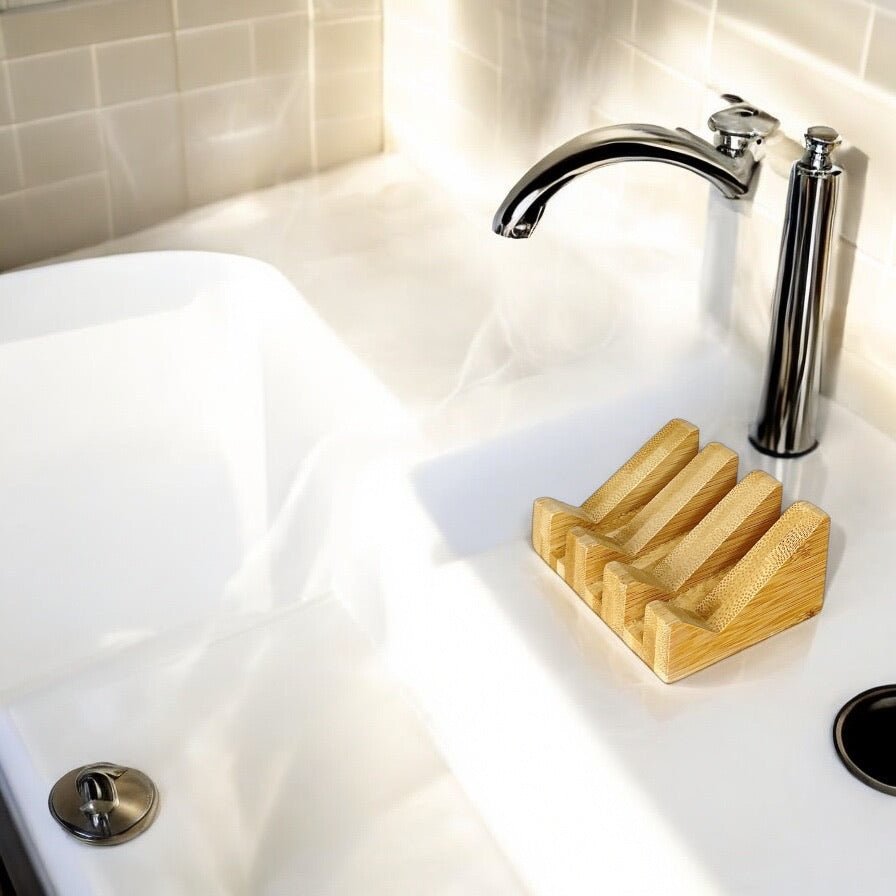 Bamboo Soap Lift – Mountain Design | Sustainable Holder for Longer-Lasting Bar Soap